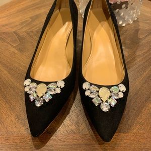 J CREW PUMPS SIZE 8.5 Black Velvet Jeweled